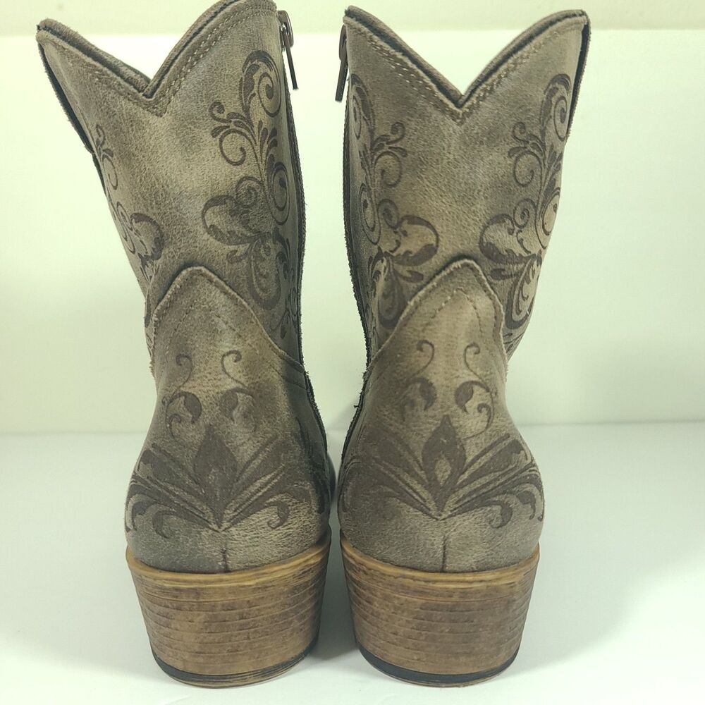 Roper Short Stuff Womens Size 11 Western Boots Ankle Booties Brown Side Zip EUC - Picture 9 of 16